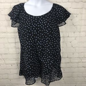 dressbarn Tops - ๐ DressBarn Black Polka Dot Chiffon Tiered Top dressbarn Tops - ๐ DressBarn Black Polka Dot Chiffon Tiered Top
